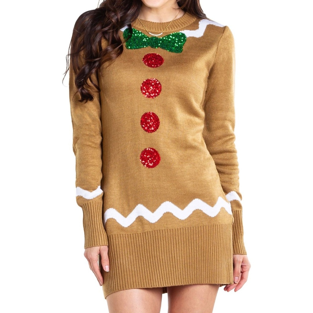 Tipsy Elves Gingerbread Cookie Sweater Dress